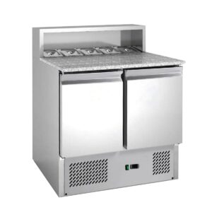 HCB Pizzawerkbank - klapdeuren - 90 cm - 390 liter - 230V - RVS