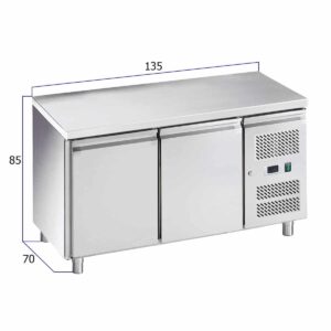 HCB Basic-line Koelwerkbank - 2 lades - 1 deur - 135 cm - 230V - RVS