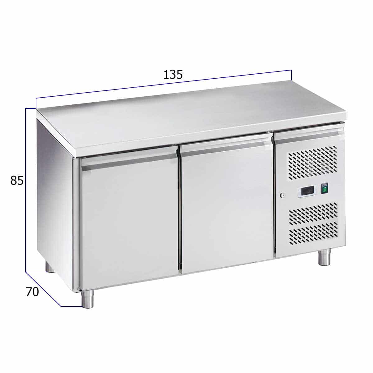 HCB Basic-line Koelwerkbank - 2 lades - 1 deur - 135 cm - 230V - RVS