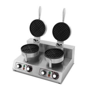 HCB Dubbel wafelijzer - ronde wafels - timer - 230V - RVS