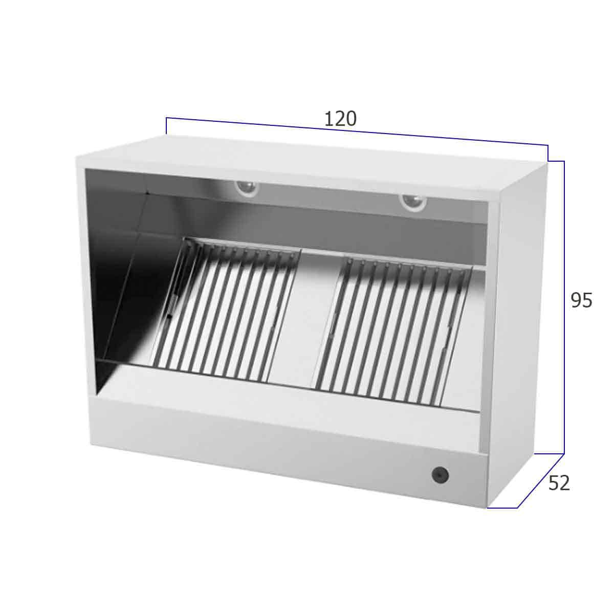 HCB Afzuigkap - doos model - met motor - 120 cm - 230V - RVS