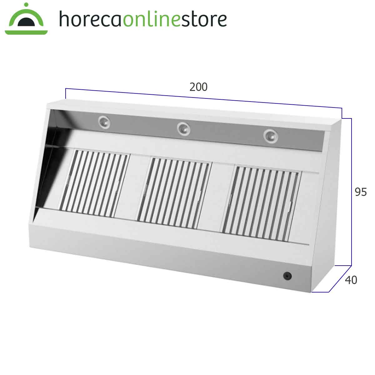 HCB Afzuigkap - schuin model - 200 cm - RVS - Afbeelding 3