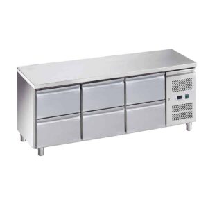 HCB Basic-line Koelwerkbank - 6 lades - 179 cm - 230V - RVS