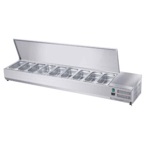 HCB Opzetkoelvitrine - Saladière met klep - 9 x 1/3 GN - 200 cm - RVS