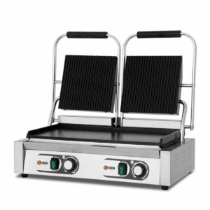 HCB Paninigrill - geribbeld/glad - dubbel - 230V - RVS