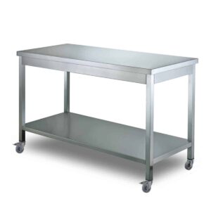 HCB Basic-line Werktafel - met onderschap - 120 x 70 x 85 cm - verrijdbaar - RVS