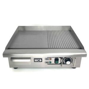 HCB Bakplaat - 1/2 geribbeld - 55 cm - 230V - RVS