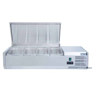 HCB Opzetkoelvitrine - Saladière met klep - 3 x 1/3 en 1 x 1/2 GN - 120 cm - RVS