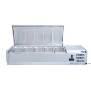 HCB Opzetkoelvitrine - Saladière met klep - 5 x 1/4 GN - 120 cm - RVS