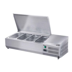 HCB Opzetkoelvitrine - Saladière met klep - 4 x 1/4 GN - 120 cm - RVS