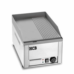 HCB Bakplaat - 1/2 geribbeld - 36 cm - 230V - RVS