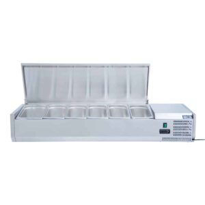 HCB Opzetkoelvitrine - Saladière met klep - 5 x 1/3 en 1 x 1/2 GN - 150 cm - RVS