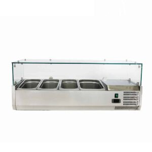 HCB Opzetkoelvitrine - Saladière met glas - 3 x 1/3 en 1 x 1/2 GN - 180 cm - RVS