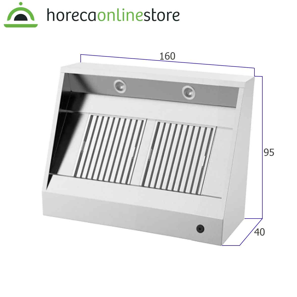 HCB Afzuigkap - schuin model - 160 cm - RVS - Afbeelding 2