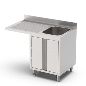 HCB Spoeltafel - spoelbak rechts - klapdeur - 140 cm - RVS