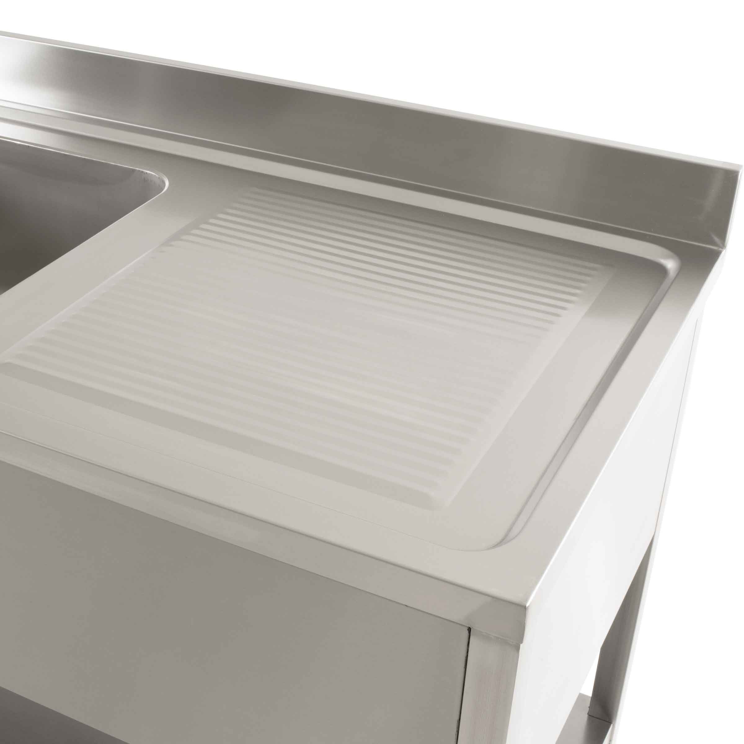 HCB Spoeltafel - dubbele spoelbakken links - 180 cm - RVS - Afbeelding 4