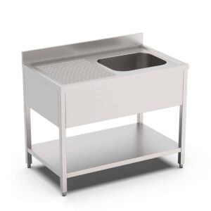 HCB Spoeltafel - enkele spoelbak rechts - 120 cm - RVS