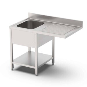 HCB Spoeltafel - enkele spoelbak rechts - 140 cm - RVS