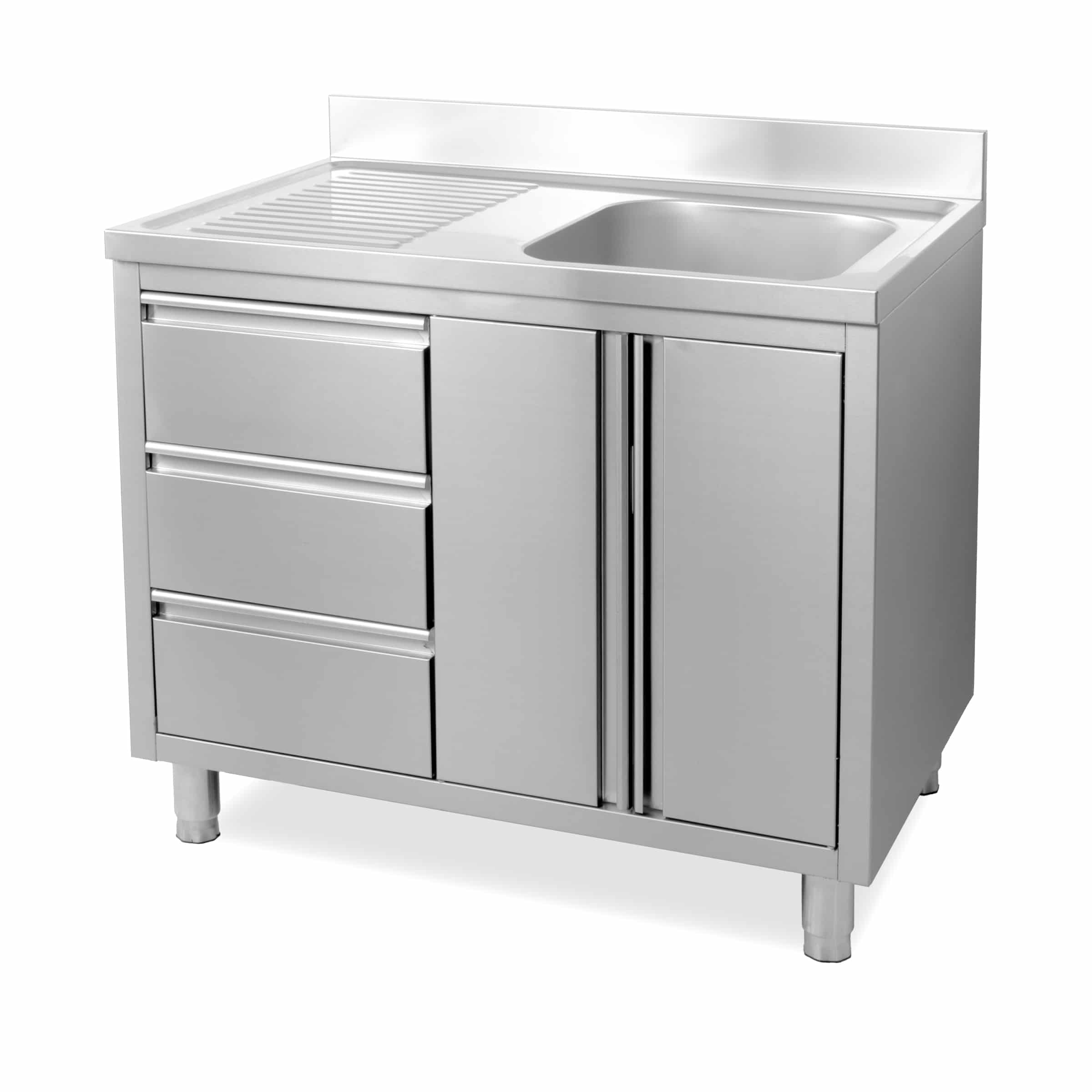 HCB Spoeltafel - klapdeur - lades - 100 cm - RVS