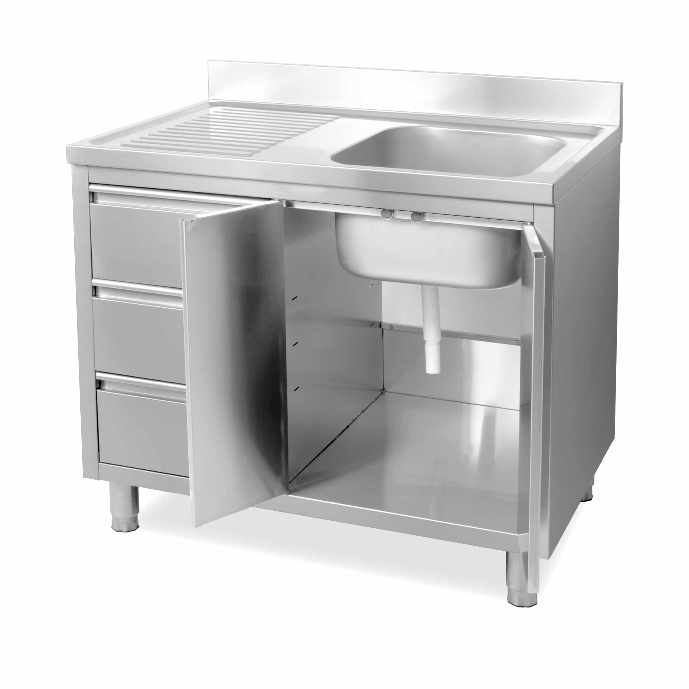 HCB Spoeltafel - klapdeur - lades - 100 cm - RVS - Afbeelding 2