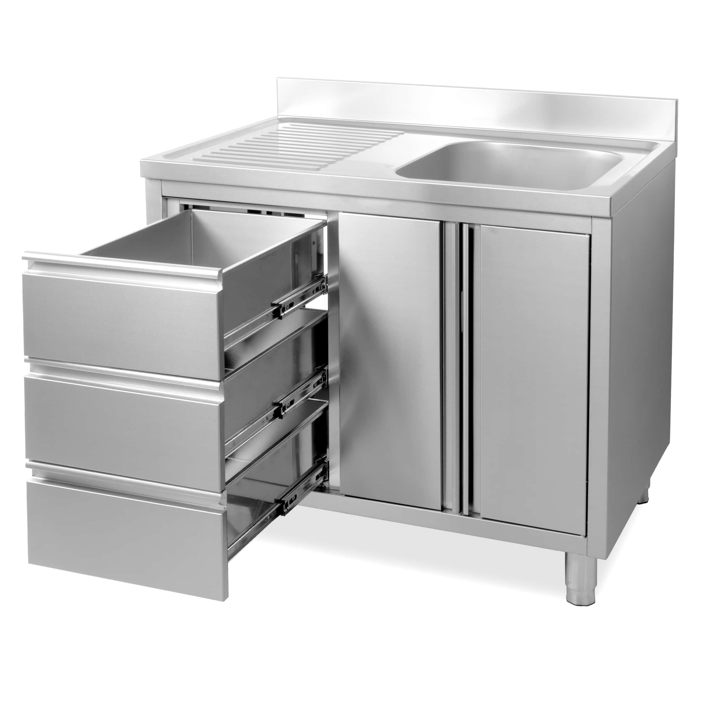 HCB Spoeltafel - klapdeur - lades - 100 cm - RVS - Afbeelding 3