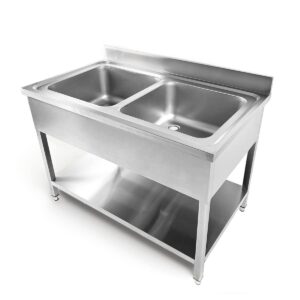 HCB Spoeltafel - dubbele spoelbakken - 120 cm - RVS