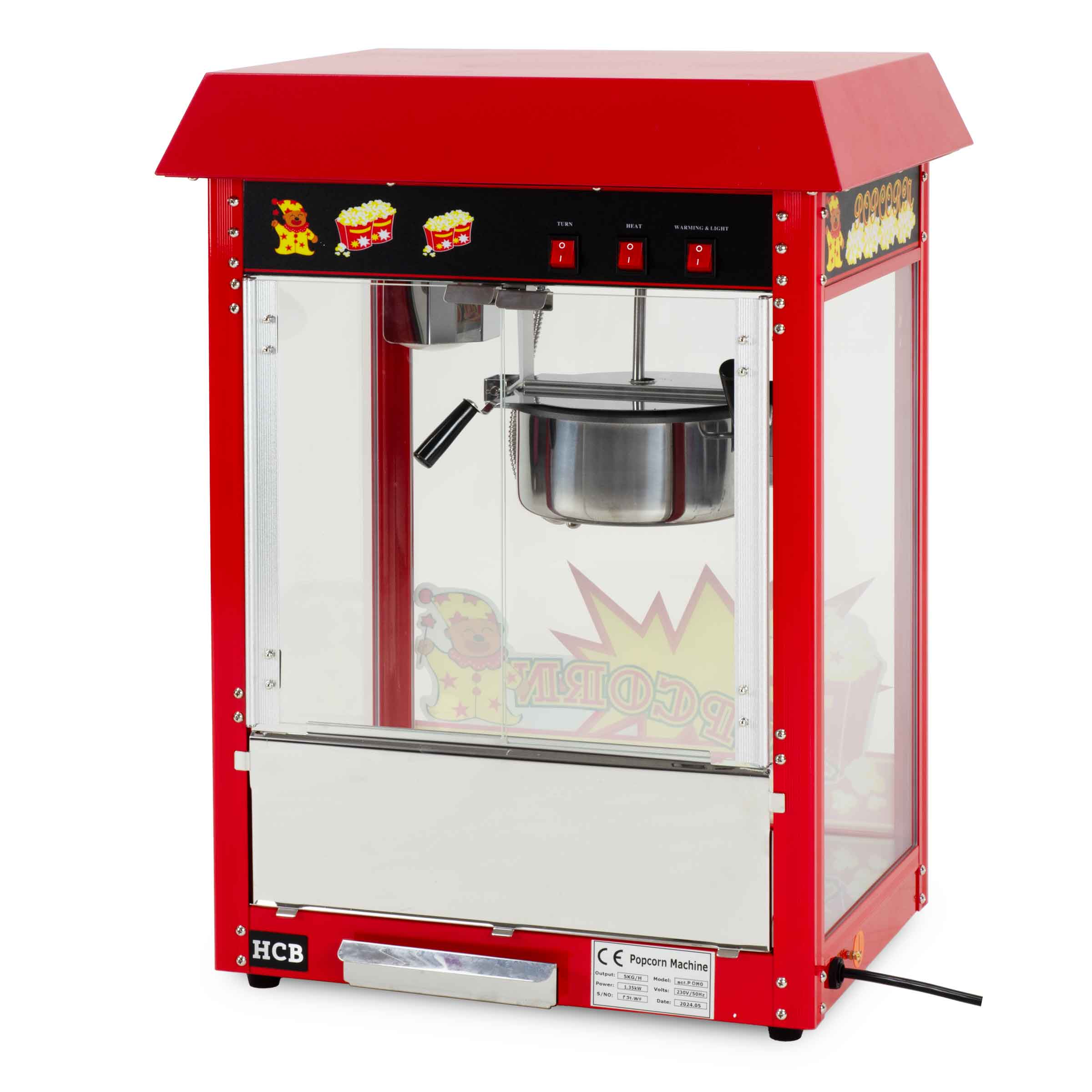 HCB Popcornmachine - luxe - rood - 230V - Afbeelding 4
