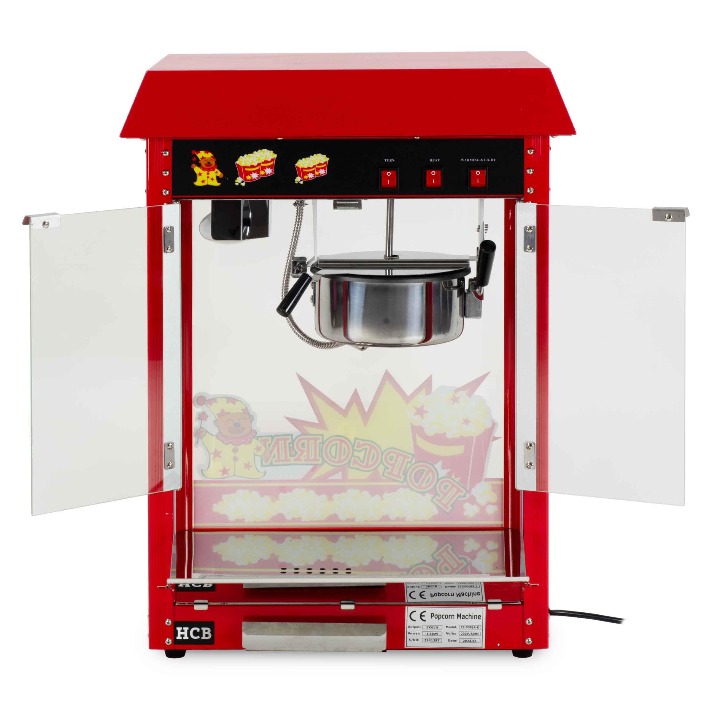 HCB Popcornmachine - luxe - rood - 230V - Afbeelding 6