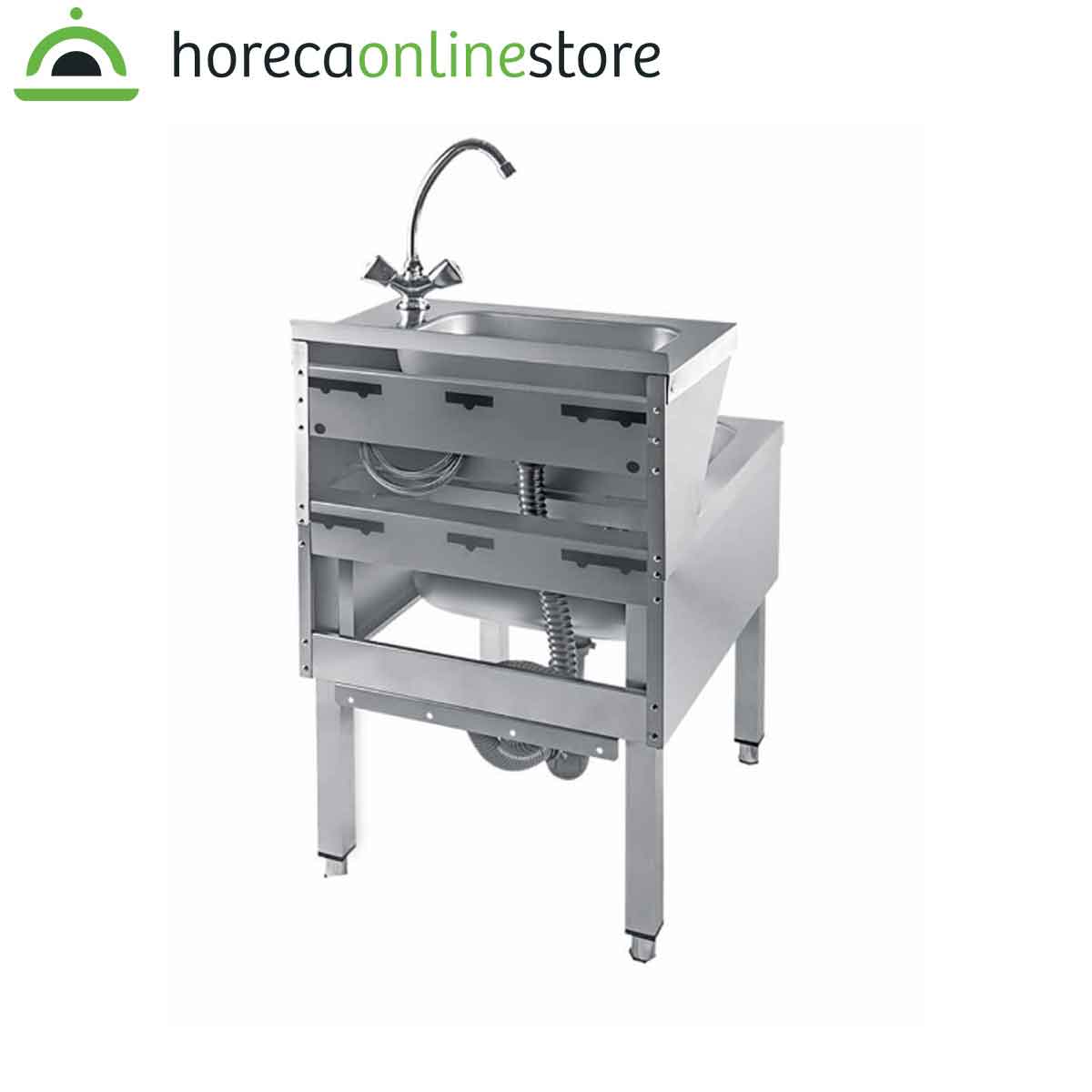 HCB Dubbele wasbak - uitgietbak - 50 cm - RVS - Afbeelding 3