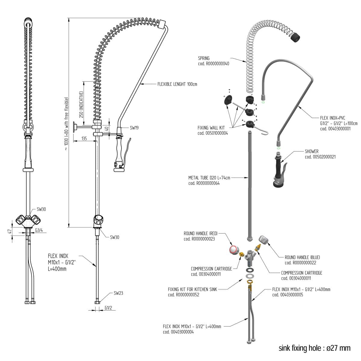 Monolith Voorspoeldouche - mengkraan - RVS - Afbeelding 3
