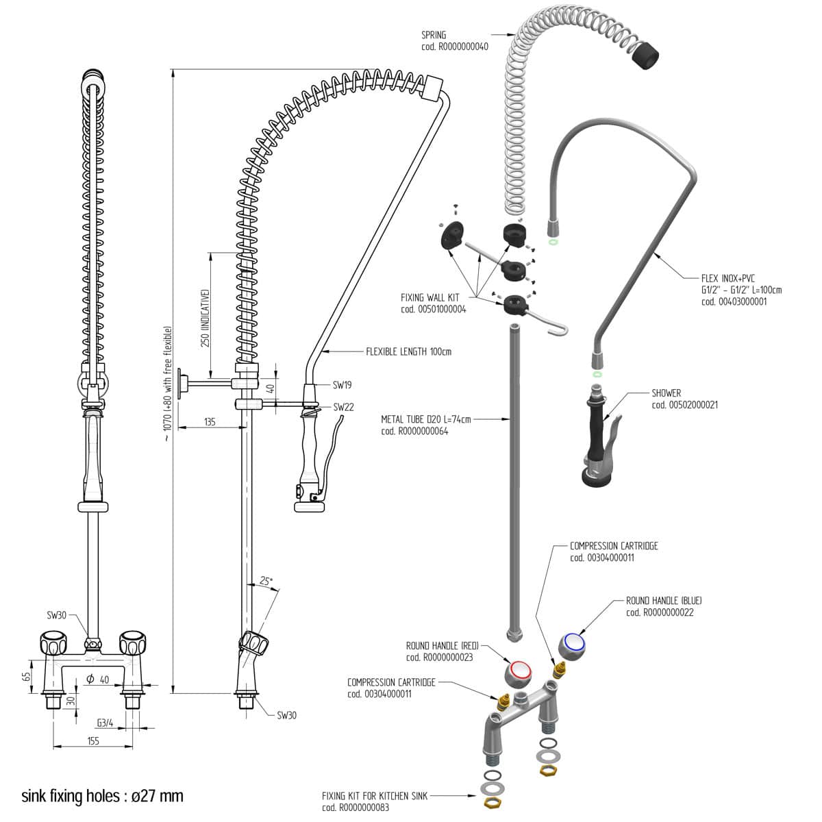 Monolith Voorspoeldouche - mengkraan - RVS - Afbeelding 3