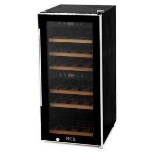 HCB Luxe wijnkoelkast - 24 flessen - dubbele zone - zwart - 230V