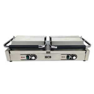HCB Paninigrill - geribbeld - dubbel - 2 x 230V - RVS