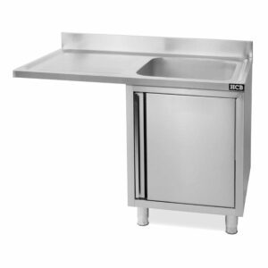 HCB Spoeltafel - spoelbak rechts - klapdeur - 120 cm - RVS