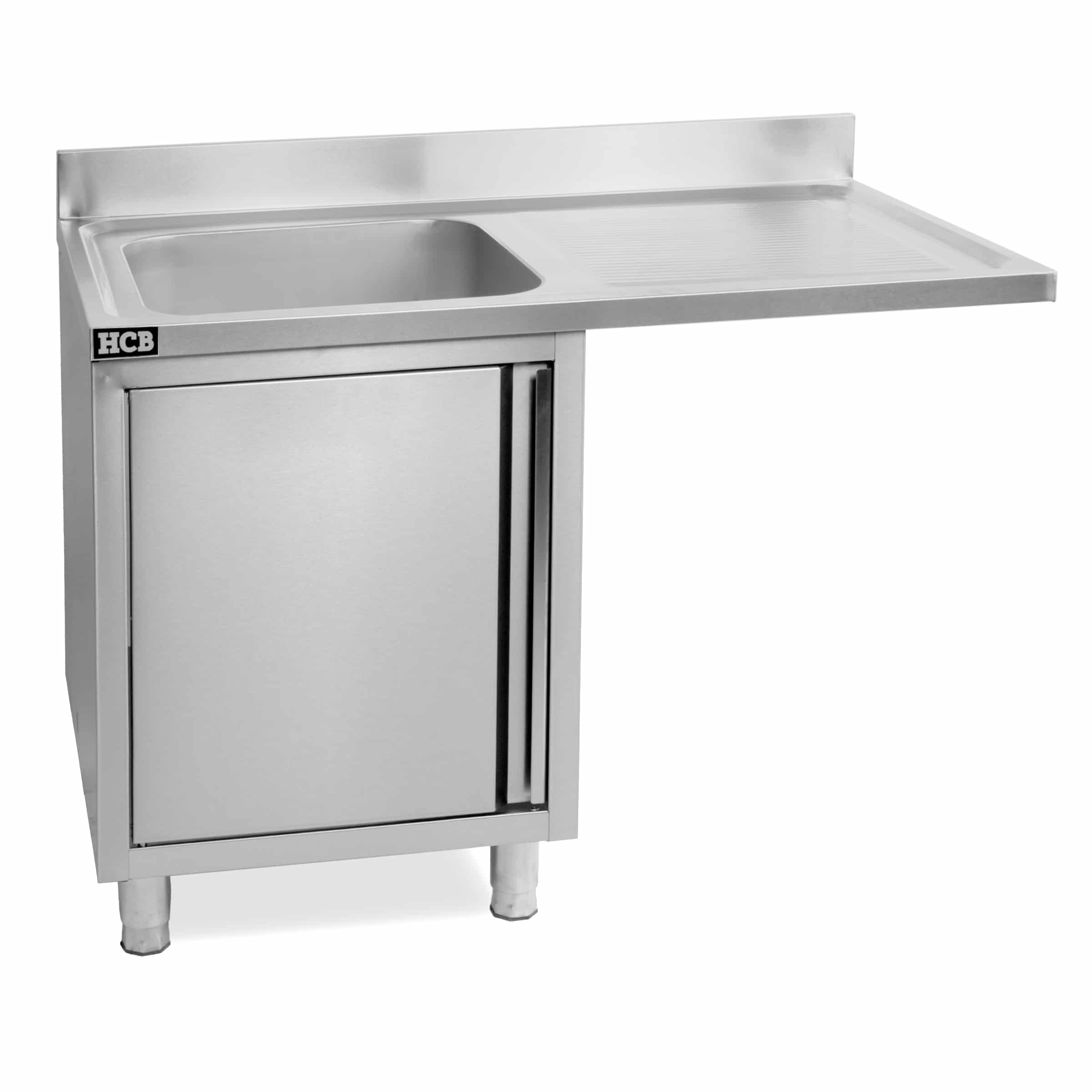 HCB Spoeltafel - spoelbak links - klapdeur - 120 cm - RVS