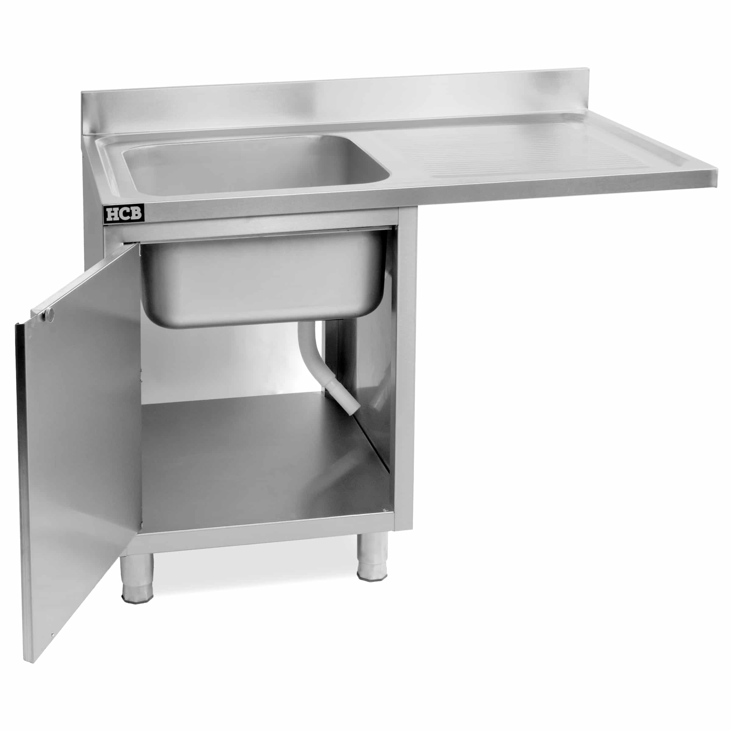 HCB Spoeltafel - spoelbak links - klapdeur - 120 cm - RVS - Afbeelding 2