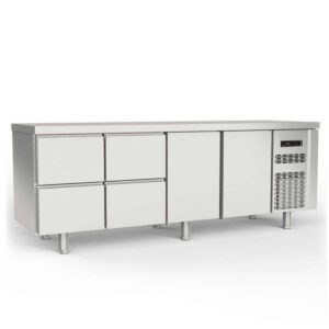 Coreco Koelwerkbank - 2 deuren - 4 lades - 224,5 cm - RVS