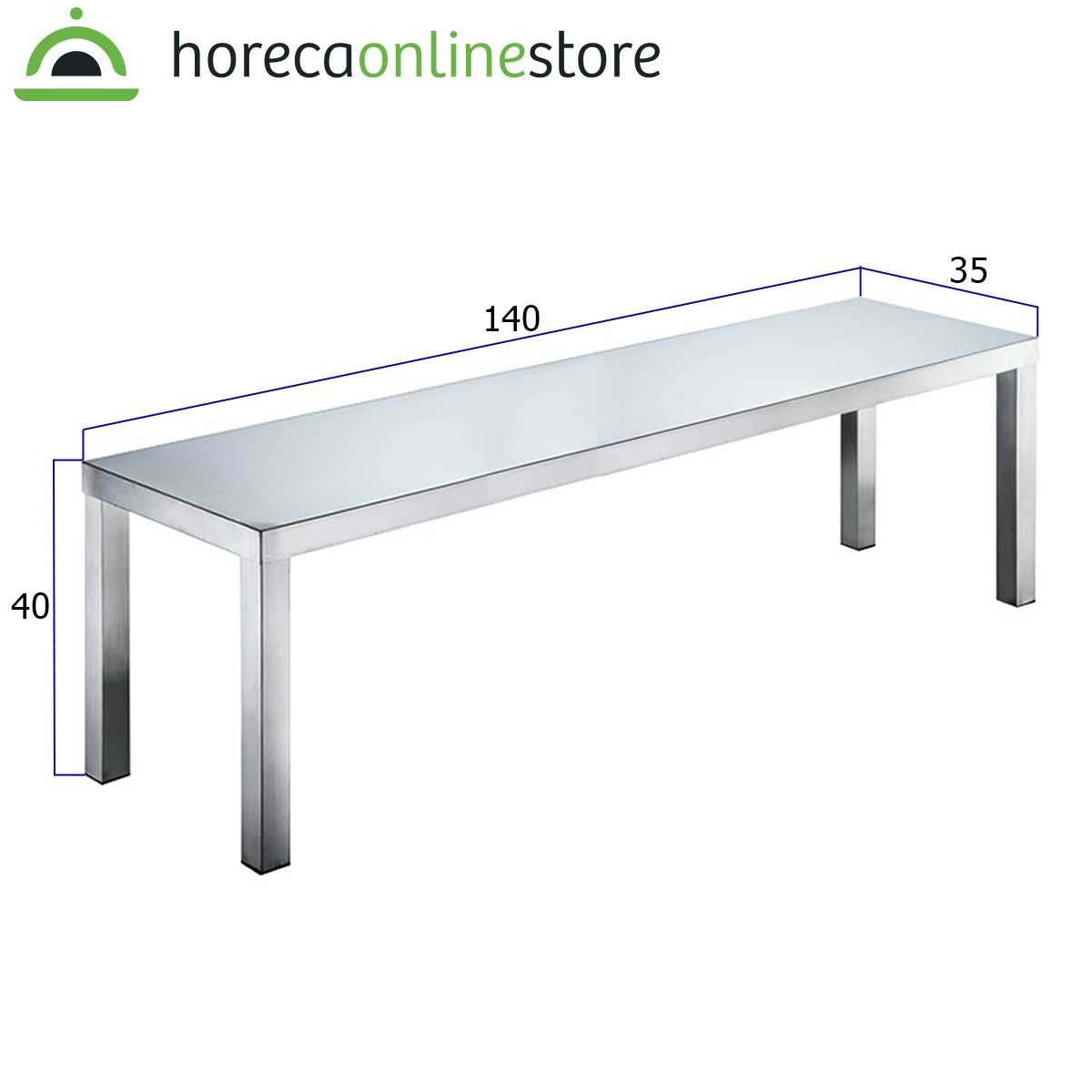 HCB Basic-line Etagère brug - 140 x 35 x 40 cm - RVS - Afbeelding 2