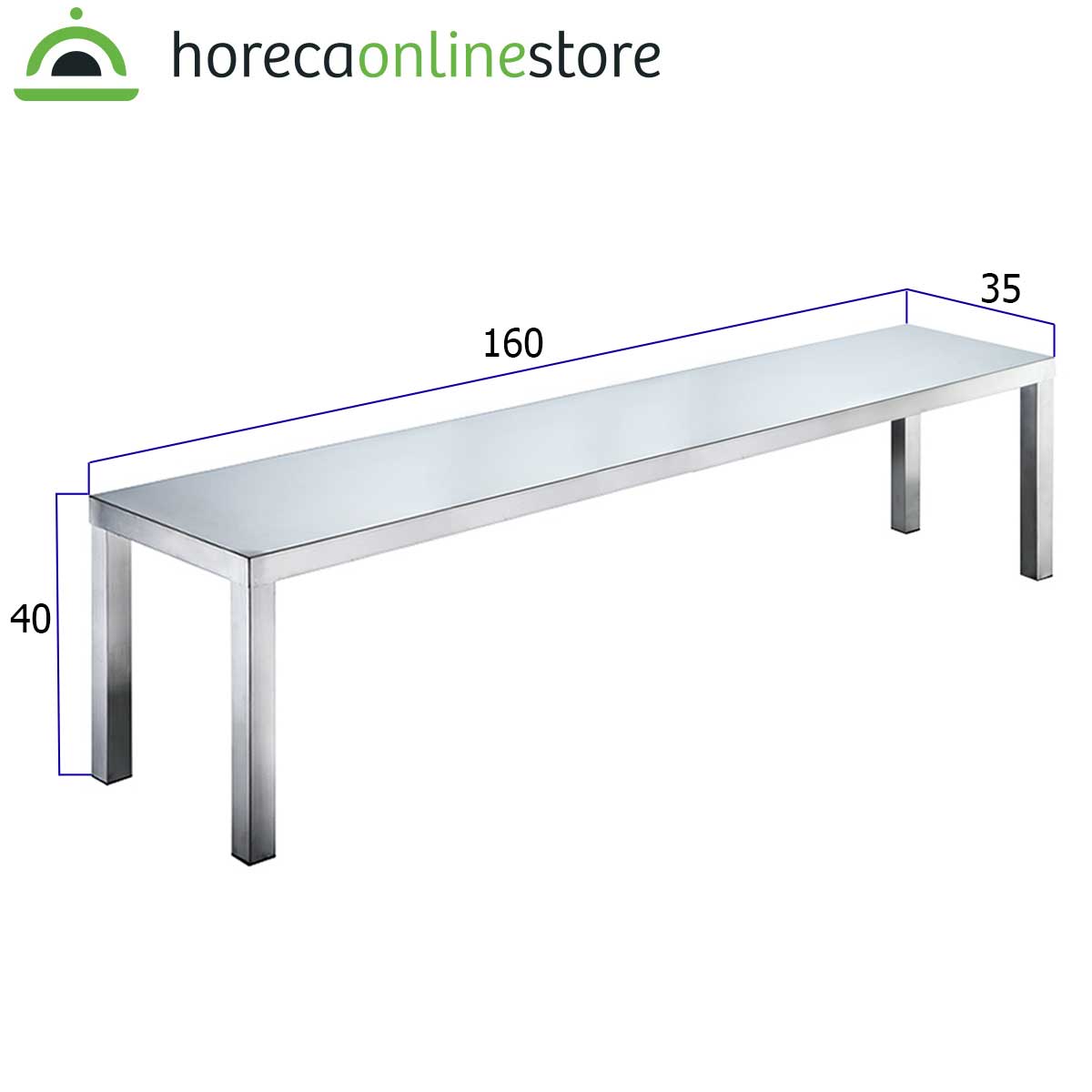 HCB Basic-line Etagère brug - 160 x 35 x 40 cm - RVS - Afbeelding 2
