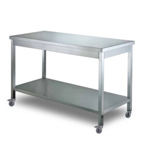 HCB Basic-line Werktafel - met onderschap - 160 x 70 x 85 cm - verrijdbaar - RVS