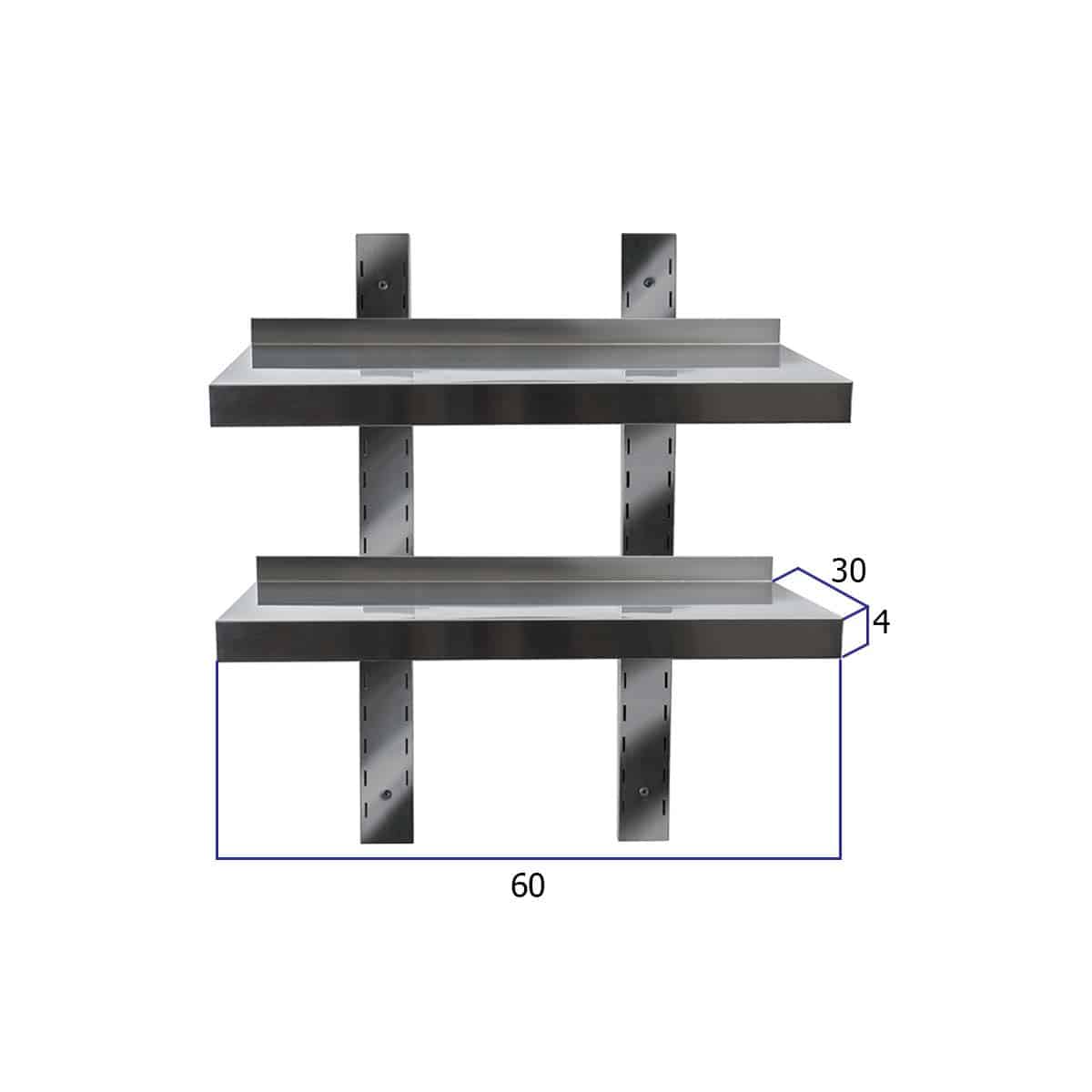 HCB Dubbel wandschap - 60 x 30 cm - RVS