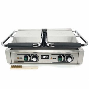 HCB Paninigrill - geribbeld - dubbel - 2 x 230V - RVS