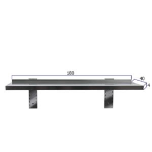 HCB Wandschap - 180 x 40 cm - RVS