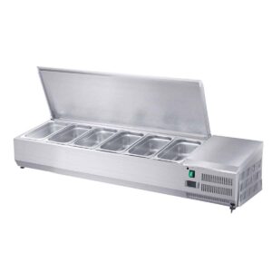 HCB Opzetkoelvitrine - Saladière met klep - 6 x 1/4 GN - 140 cm - RVS