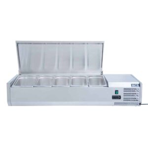 HCB Opzetkoelvitrine - Saladière met klep - 4 x 1/3 en 1 x 1/2 GN - 140 cm - RVS