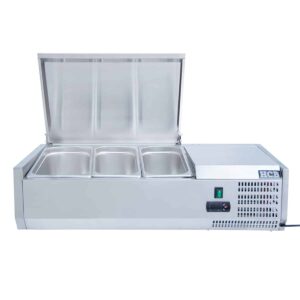 HCB Opzetkoelvitrine - Saladière met klep - 2 x 1/3 en 1 x 1/2 GN - 100 cm - RVS