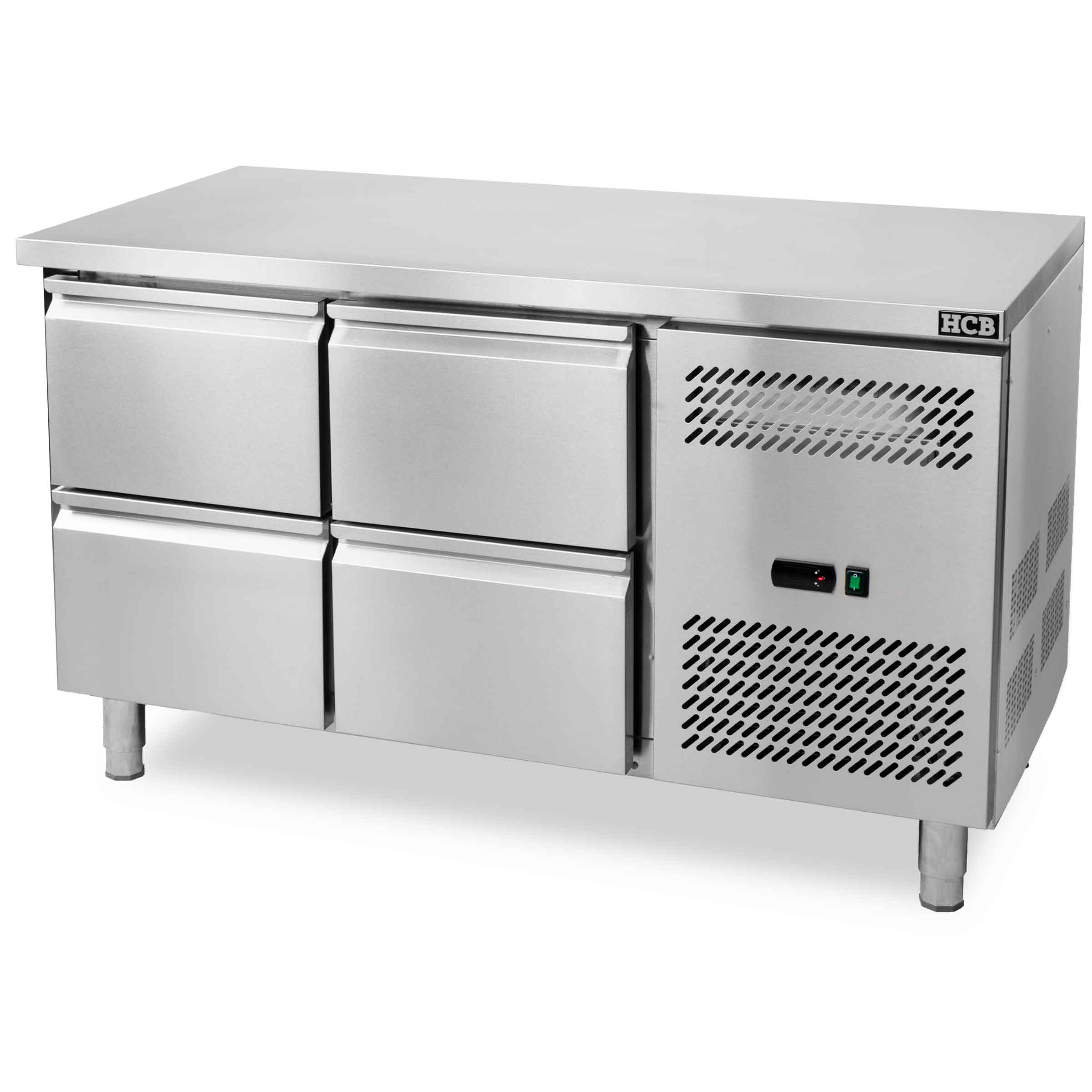 HCB Basic-line Koelwerkbank - 4 lades - 135 cm - 230V - RVS