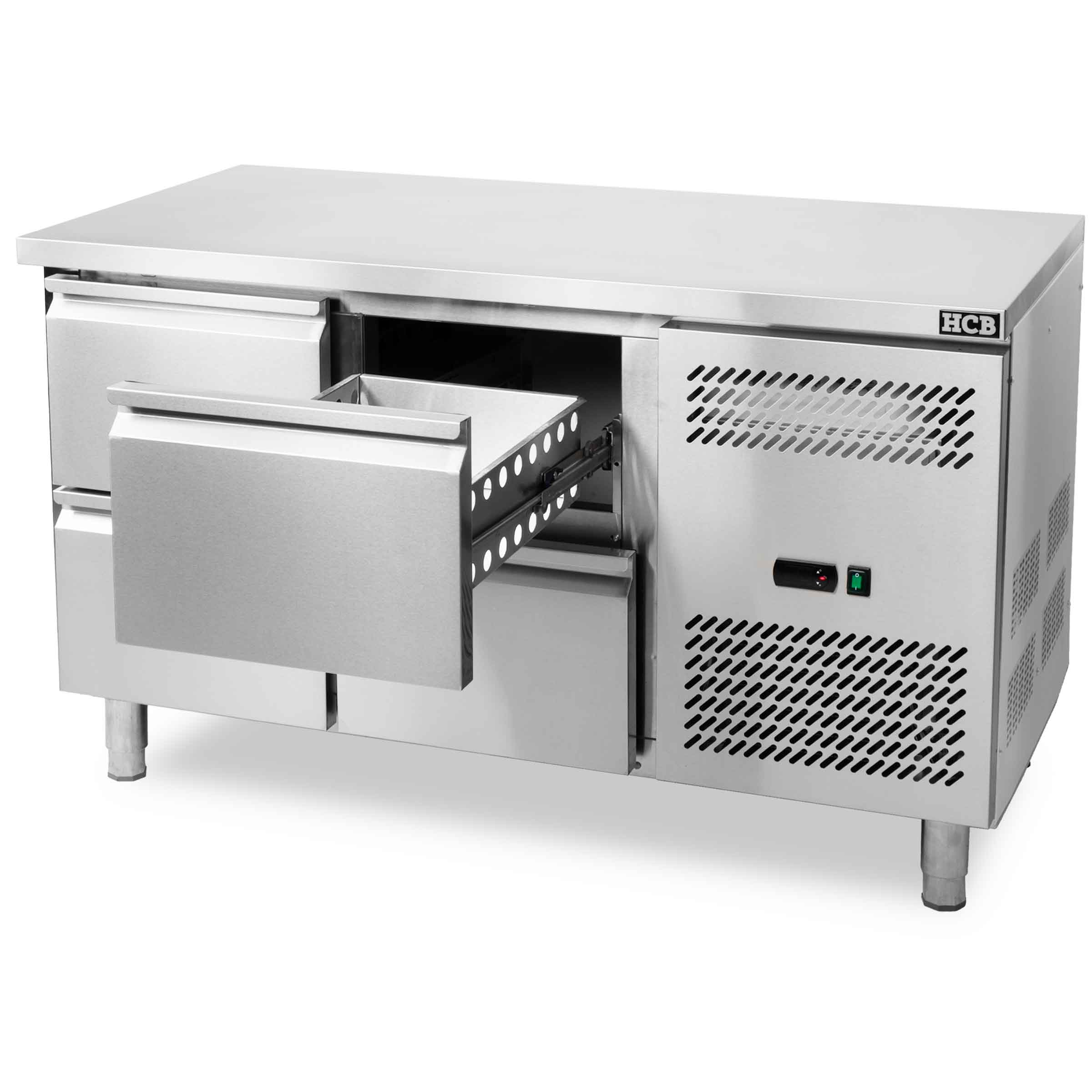 HCB Basic-line Koelwerkbank - 4 lades - 135 cm - 230V - RVS - Afbeelding 2