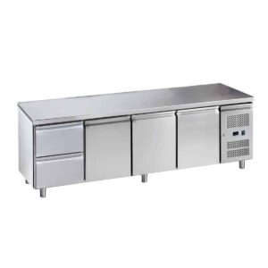 HCB Basic-line Koelwerkbank - 2 lades - 3 deuren - 223 cm - 230V - RVS