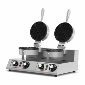 HCB Dubbel wafelijzer - hartjes - timer - 230V - RVS